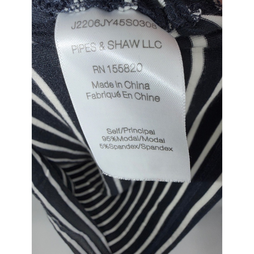 Veronica Beard Jeans Navy White Striped Ruched Padded Shoulder Midi Dress S - Picture 9 of 13